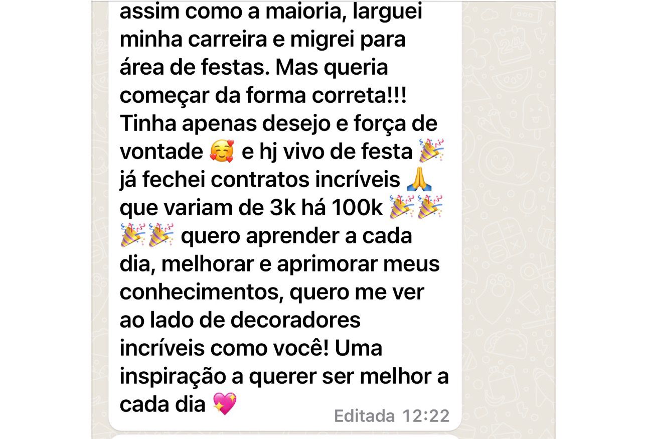 Depoimento real de aluna — print 10