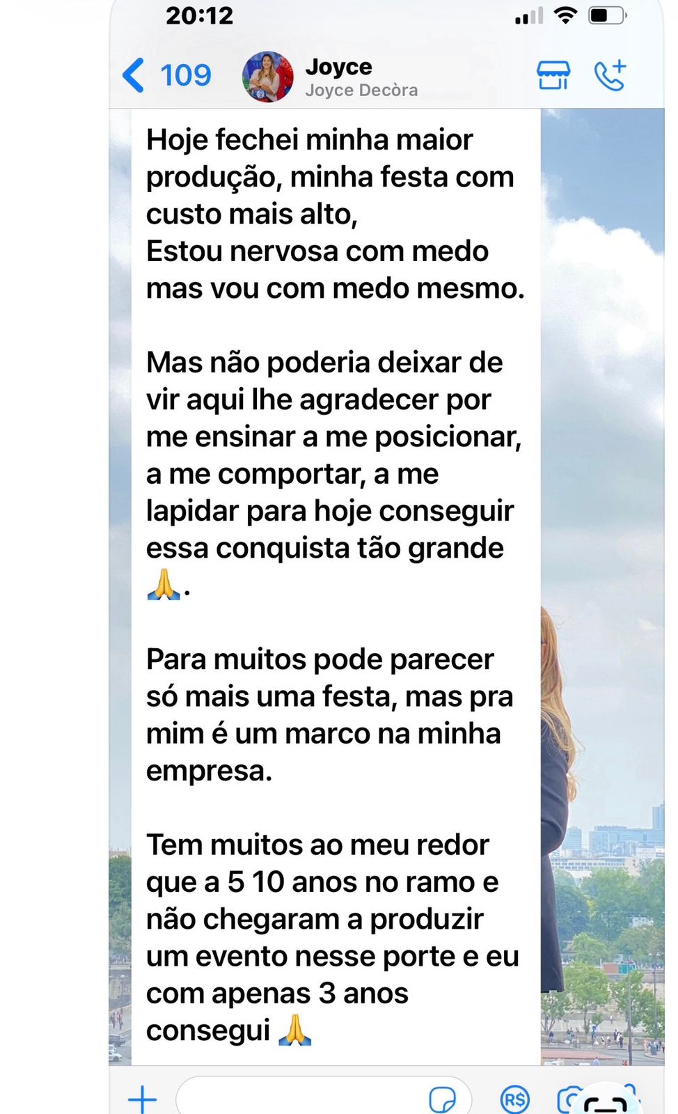 Depoimento real de aluna — print 9